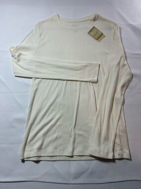 Sonoma Ivory Ribbed Cotton Tee with Crew Neck